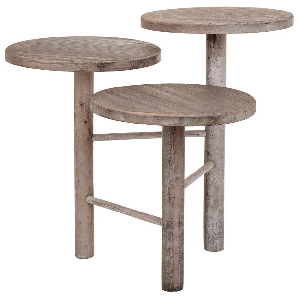 Creaciones meng DECORACION - SOPORTE MACETEROS - soporte de madera para 3 macetas marron