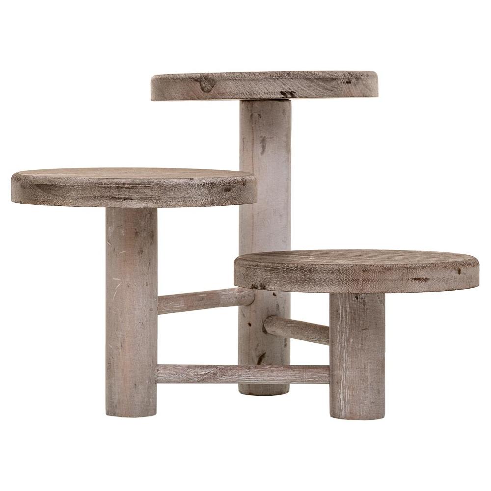 Creaciones Meng DECORACION - SOPORTE MACETEROS - Soporte De Madera Para 3 Macetas Marron