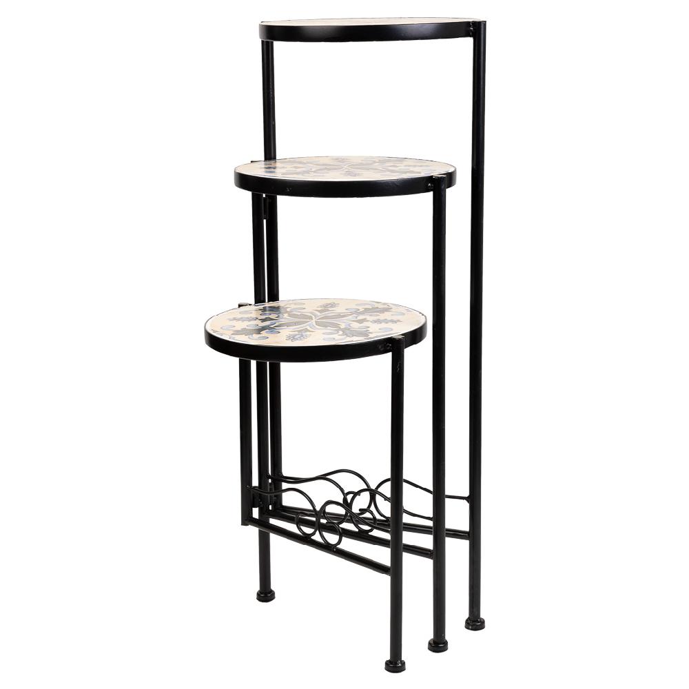 Creaciones Meng DECORACION - SOPORTE MACETEROS - Soporte De Mosaico Y Forja Negro