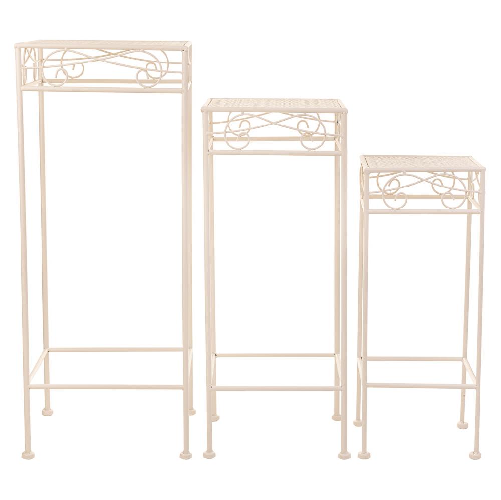 Creaciones Meng DECORACION - SOPORTE MACETEROS - Soportes Para Macetas De Forja Blanco Set 3pzas