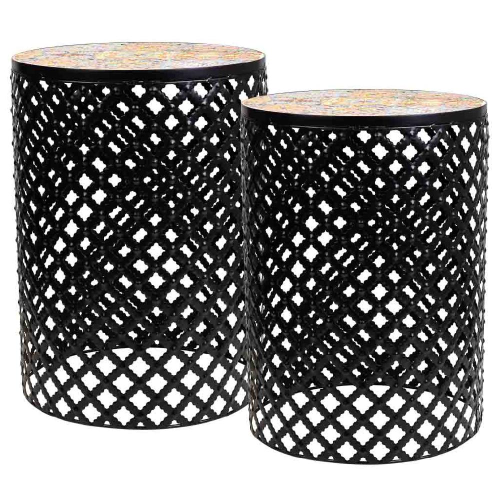 Creaciones meng DECORACION - SOPORTE MACETEROS - soportes set 2 pzas de mosaico y forja negro