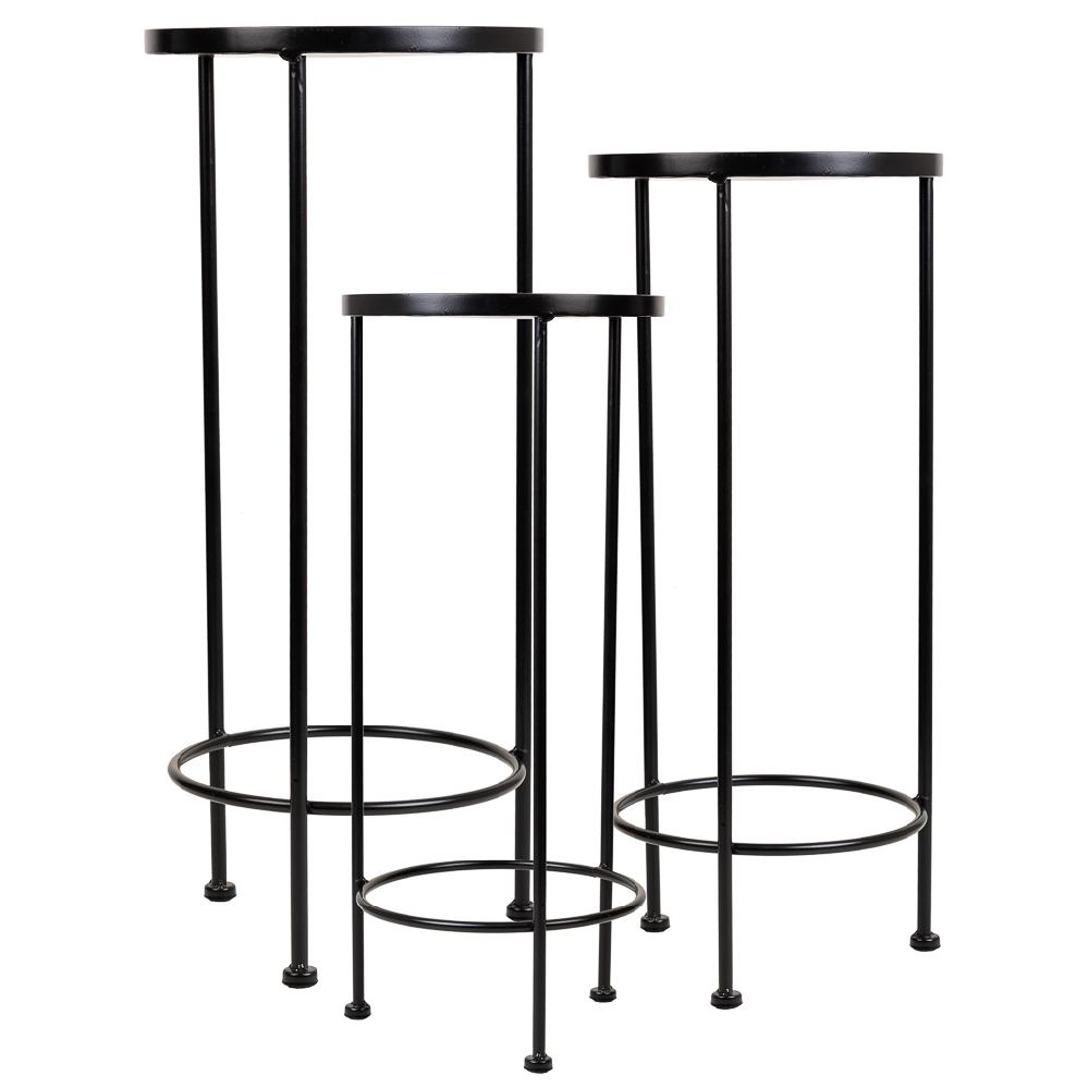 Creaciones Meng DECORACION - SOPORTE MACETEROS - Soportes Set 3 Pzas De Mosaico Y Forja Negro