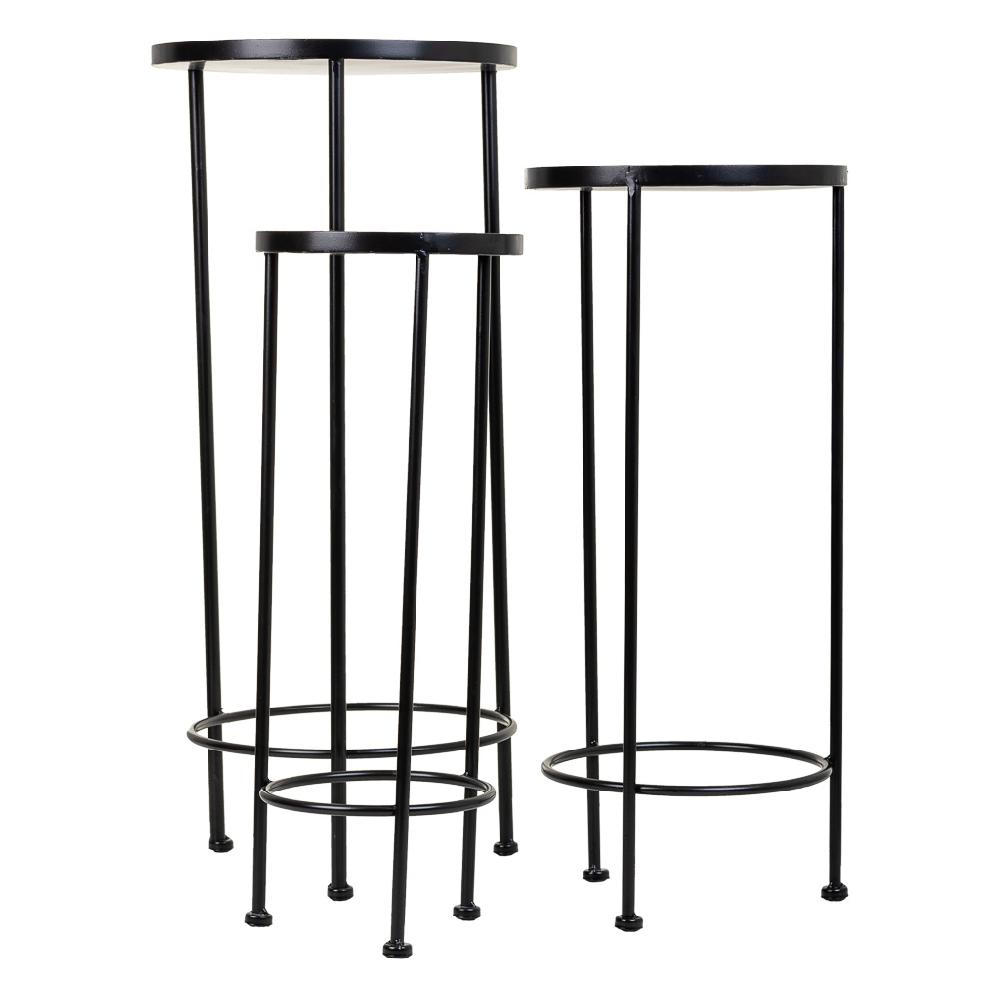 Creaciones Meng DECORACION - SOPORTE MACETEROS - Soportes Set 3 Pzas De Mosaico Y Forja Negro