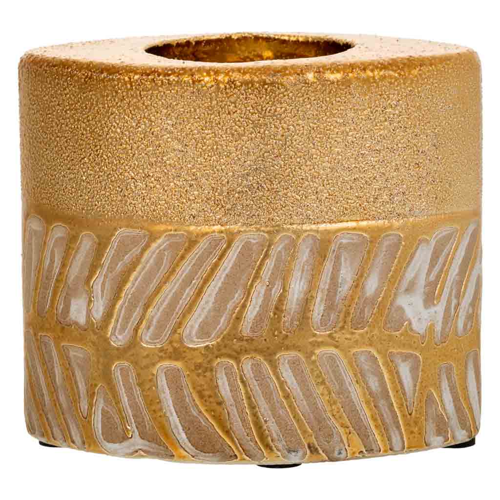 Creaciones Meng DECORACION - VELAS Y PORTAVELAS - Porta Velas De Ceramica Oro