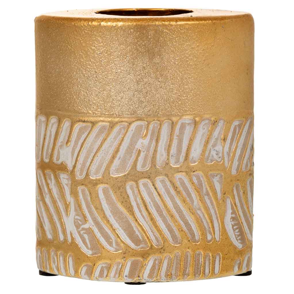 Creaciones Meng DECORACION - VELAS Y PORTAVELAS - Porta Velas De Ceramica Oro