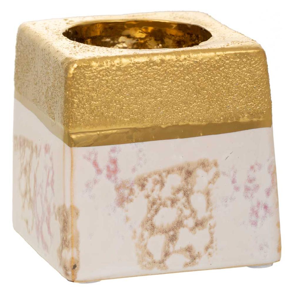 Creaciones meng DECORACION - VELAS Y PORTAVELAS - porta velas de ceramica oro