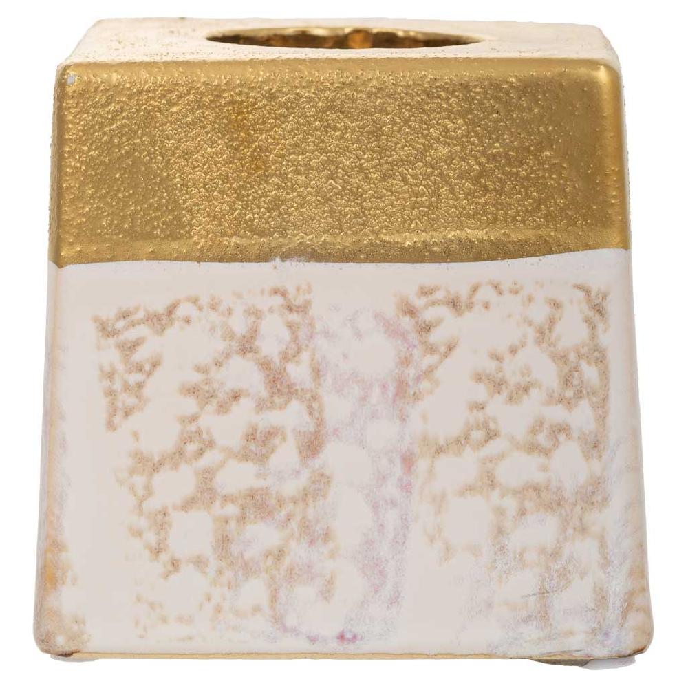 Creaciones Meng DECORACION - VELAS Y PORTAVELAS - Porta Velas De Ceramica Oro