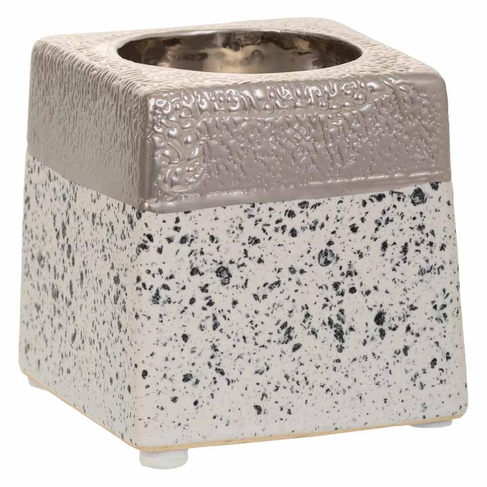 Creaciones meng DECORACION - VELAS Y PORTAVELAS - porta velas de ceramica plata