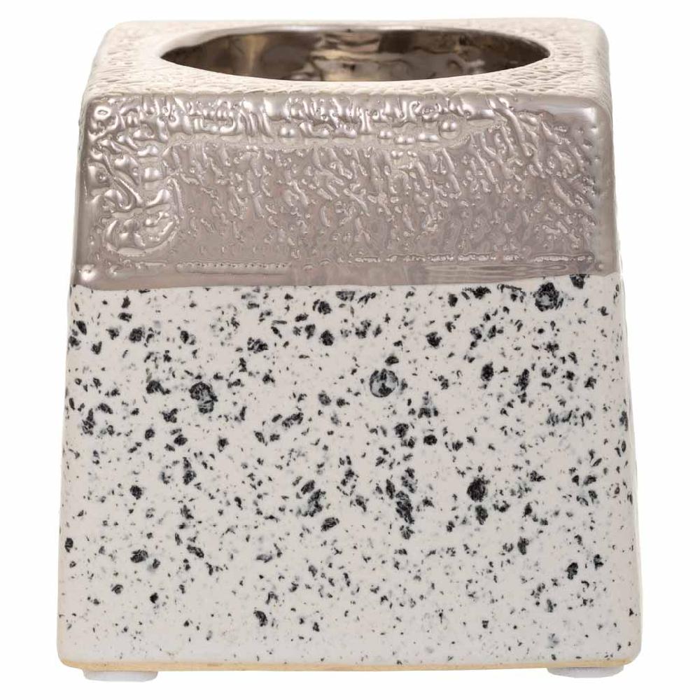 Creaciones Meng DECORACION - VELAS Y PORTAVELAS - Porta Velas De Ceramica Plata