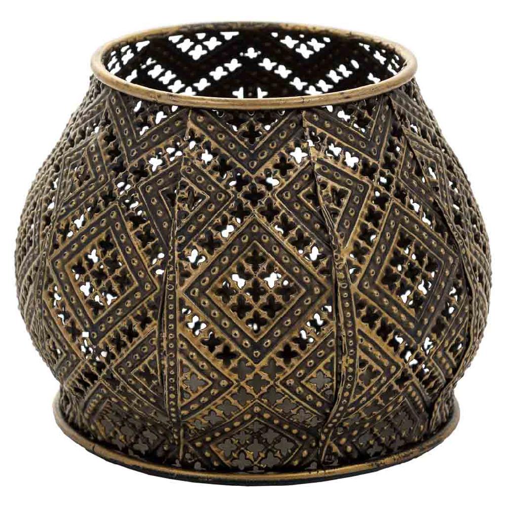 Creaciones meng DECORACION - VELAS Y PORTAVELAS - portavelas de metal dorado