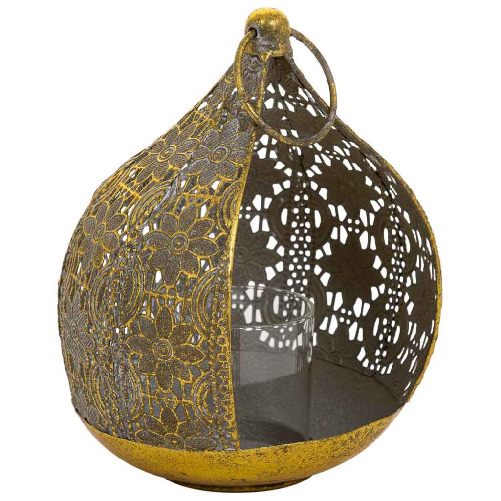 Creaciones meng DECORACION - VELAS Y PORTAVELAS - portavelas de metal dorado