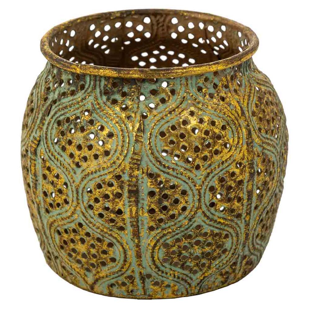 Creaciones meng DECORACION - VELAS Y PORTAVELAS - portavelas de metal dorado