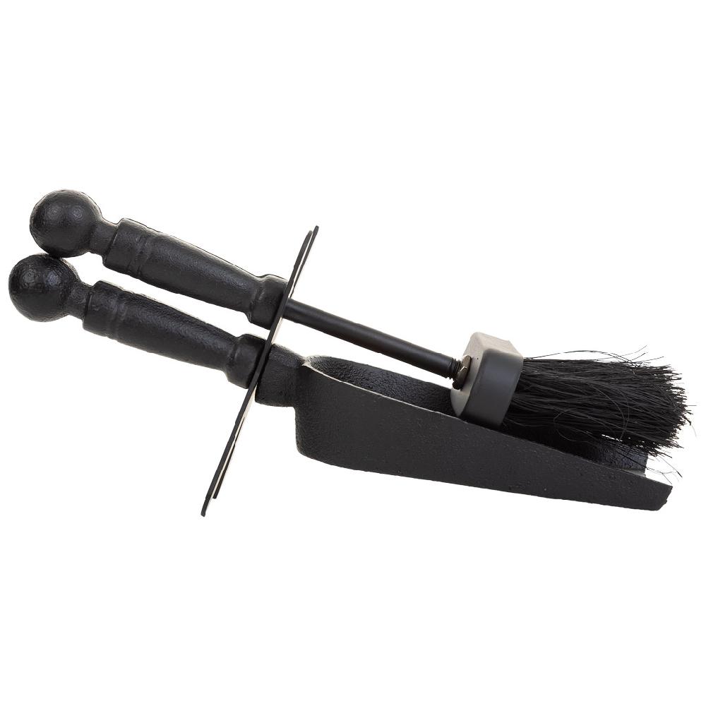 Creaciones Meng HOGAR - ACCESORIOS PARA CHIMENEA - Cepillo Y Recogedor Para La Chimenea De Metal Negro