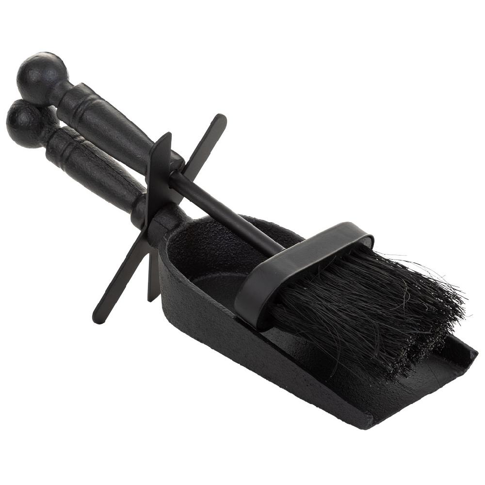 Creaciones meng HOGAR - ACCESORIOS PARA CHIMENEA - cepillo y recogedor para la chimenea de metal negro