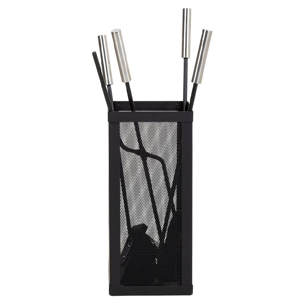 Creaciones Meng HOGAR - ACCESORIOS PARA CHIMENEA - Herramientas Para La Chimenea De Metal Negro Set 5pcs