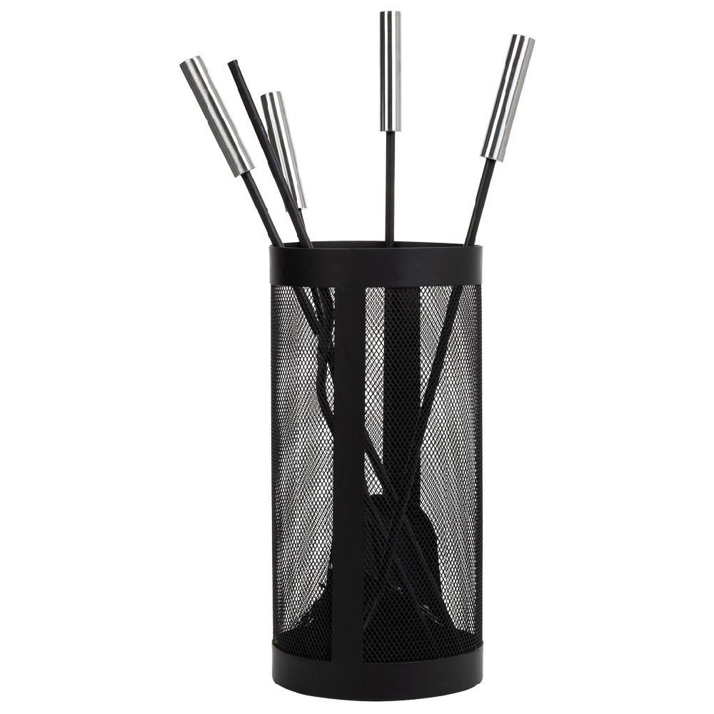 Creaciones Meng HOGAR - ACCESORIOS PARA CHIMENEA - Herramientas Para La Chimenea De Metal Negro Set 5pcs