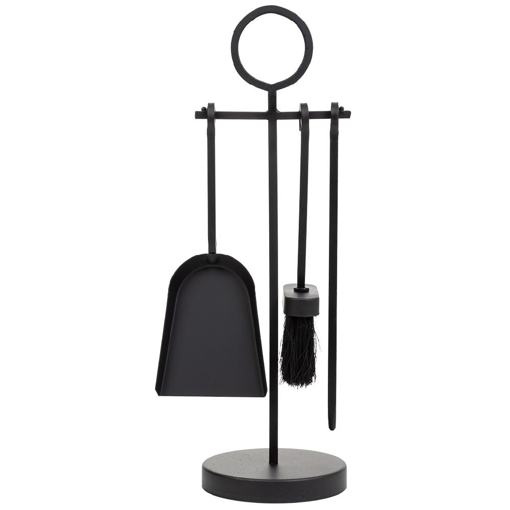 Creaciones Meng HOGAR - ACCESORIOS PARA CHIMENEA - Herramientas Para La Chimenea De Metal Negro Set 4pcs