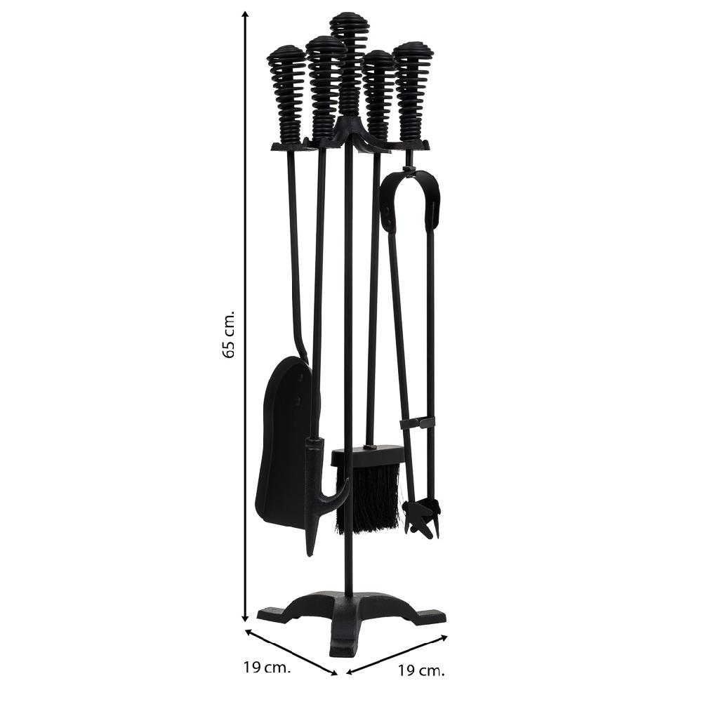 Creaciones Meng HOGAR - ACCESORIOS PARA CHIMENEA - Herramientas Para La Chimenea De Metal Negro Set 5pcs