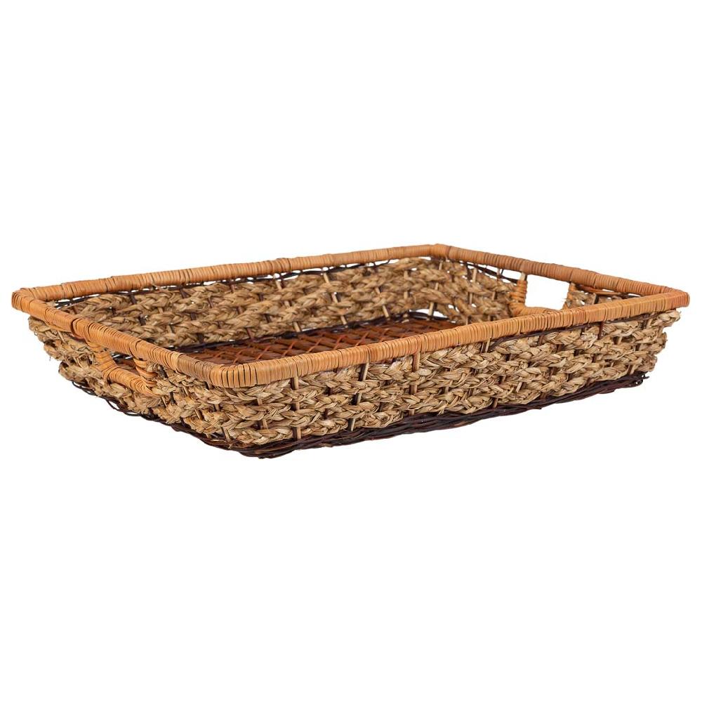 Creaciones meng HOGAR - BANDEJAS - bandeja rectangular de cuerda trenzada marrón