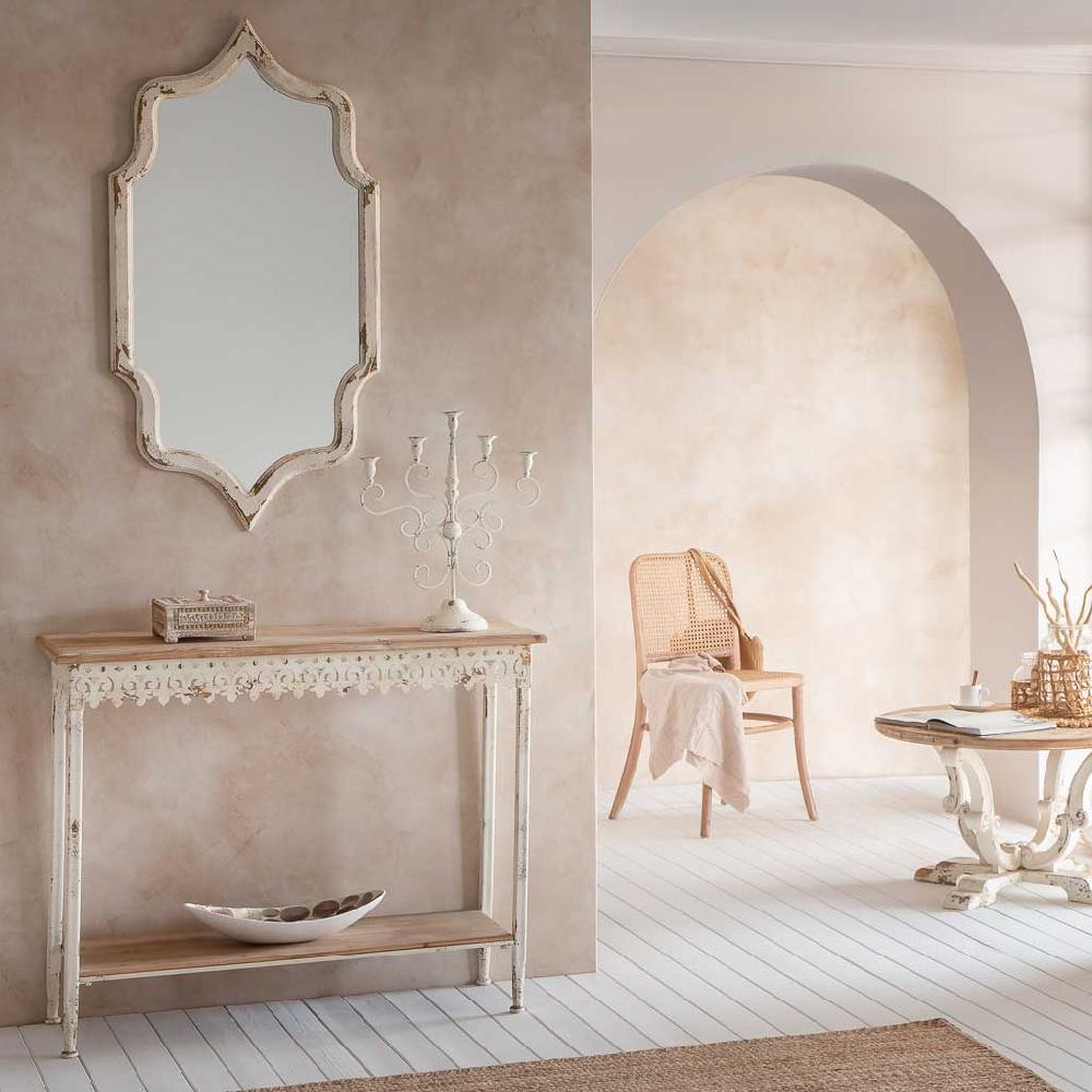 Creaciones Meng HOGAR - BANDEJAS - Centro De Mesa De Madera Y Madreperla Marron