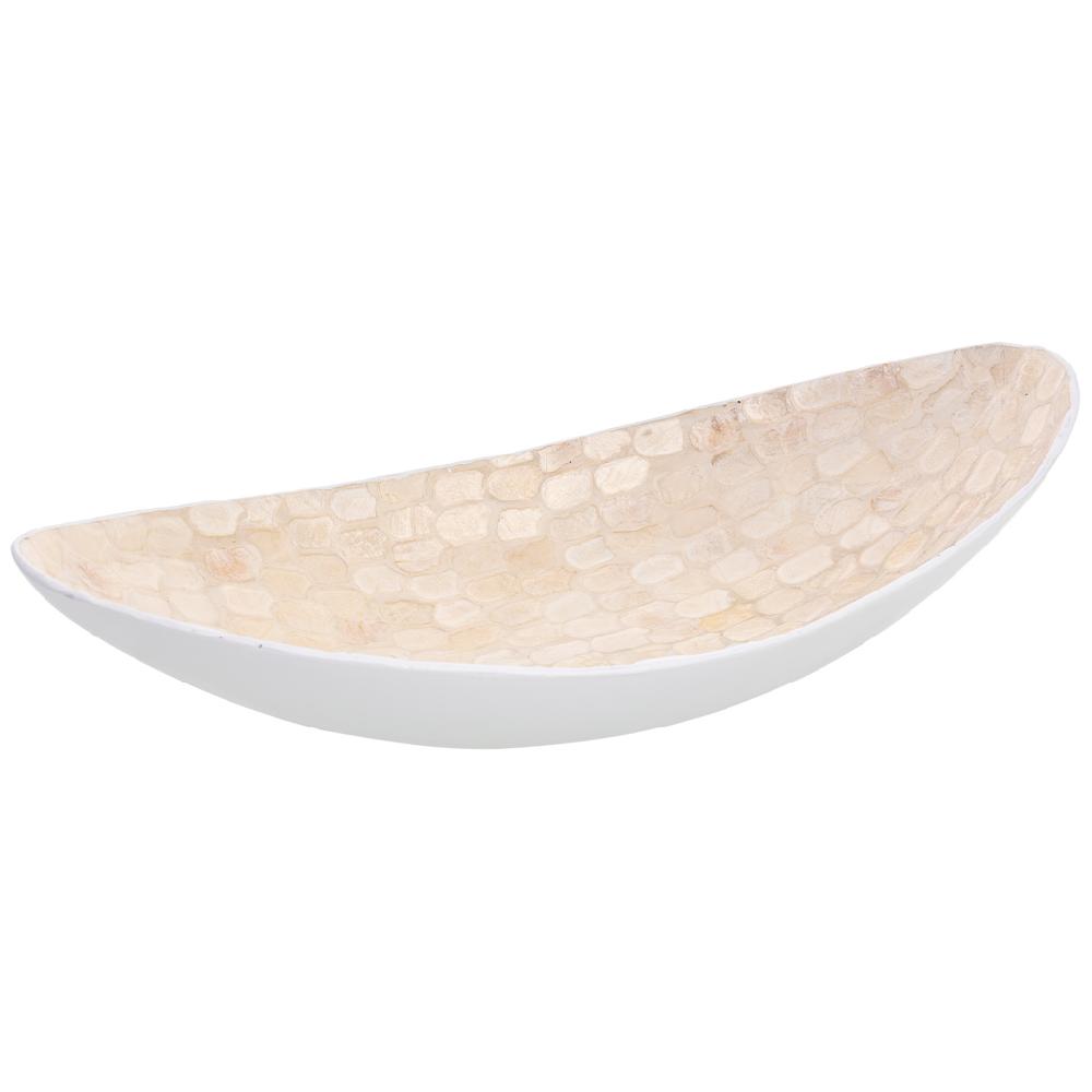 Creaciones meng HOGAR - BANDEJAS - centro de mesa de madera y madreperla blanco