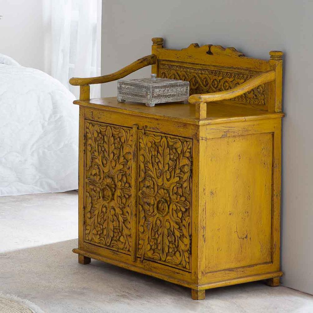 Creaciones Meng HOGAR - BAULES CAJAS Y CUEVANOS - Caja De Madera Tallada Acabado Artesanal Envejecido Azul