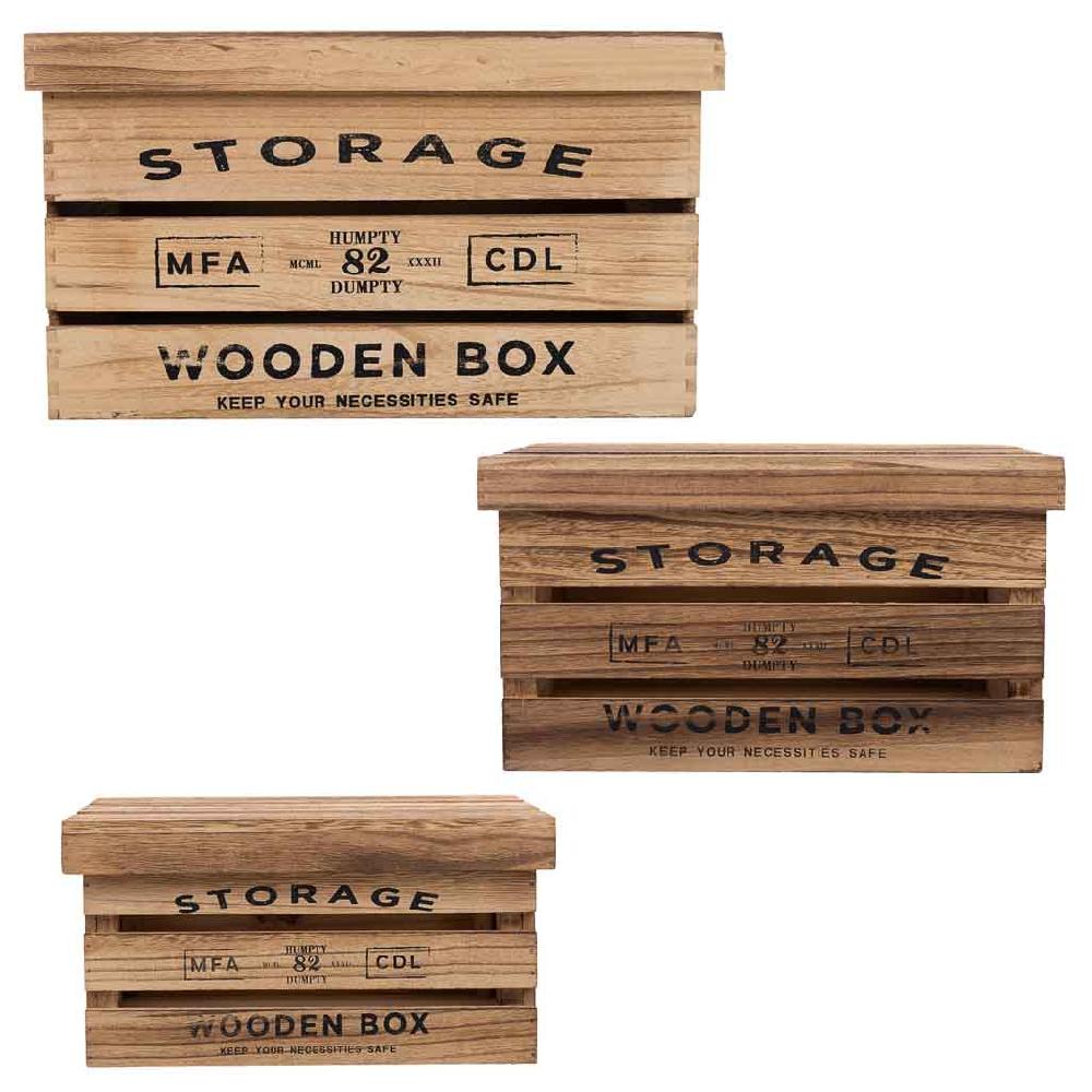 Creaciones Meng HOGAR - BAULES CAJAS Y CUEVANOS - Cajas De Madera Impresas Set 3 Pzas