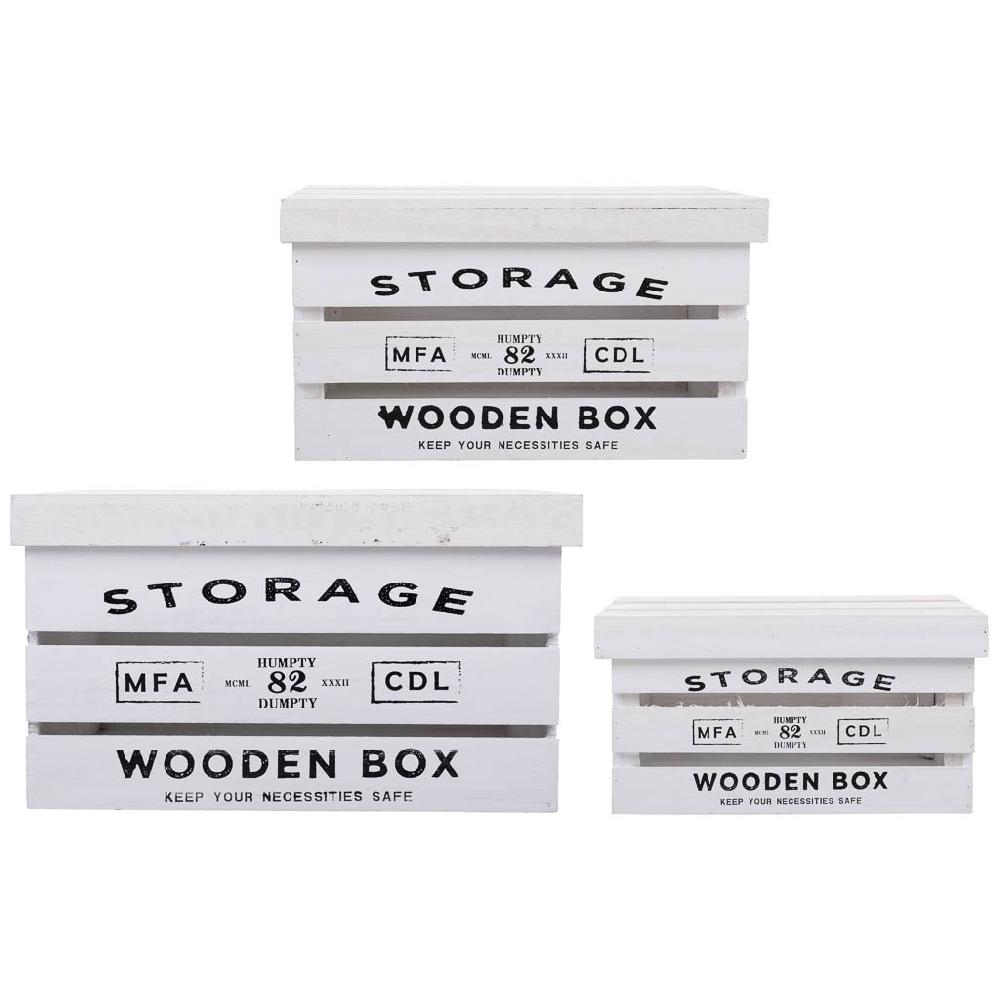 Creaciones Meng HOGAR - BAULES CAJAS Y CUEVANOS - Cajas De Madera Impresas Set 3 Pzas