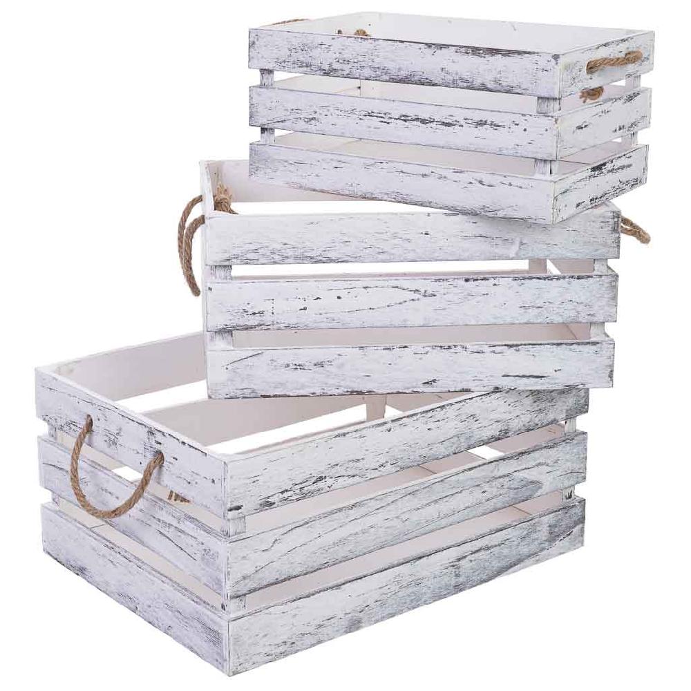 Creaciones meng HOGAR - BAULES CAJAS Y CUEVANOS - cajones de madera con asa de cuerda set 3 pzas