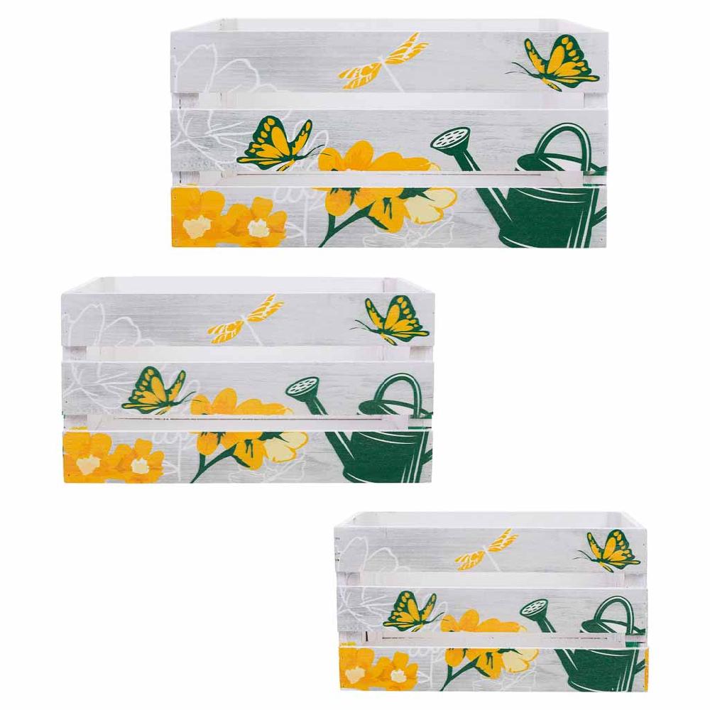 Creaciones Meng HOGAR - BAULES CAJAS Y CUEVANOS - Cajones De Madera Impresos Set 3 Pzas