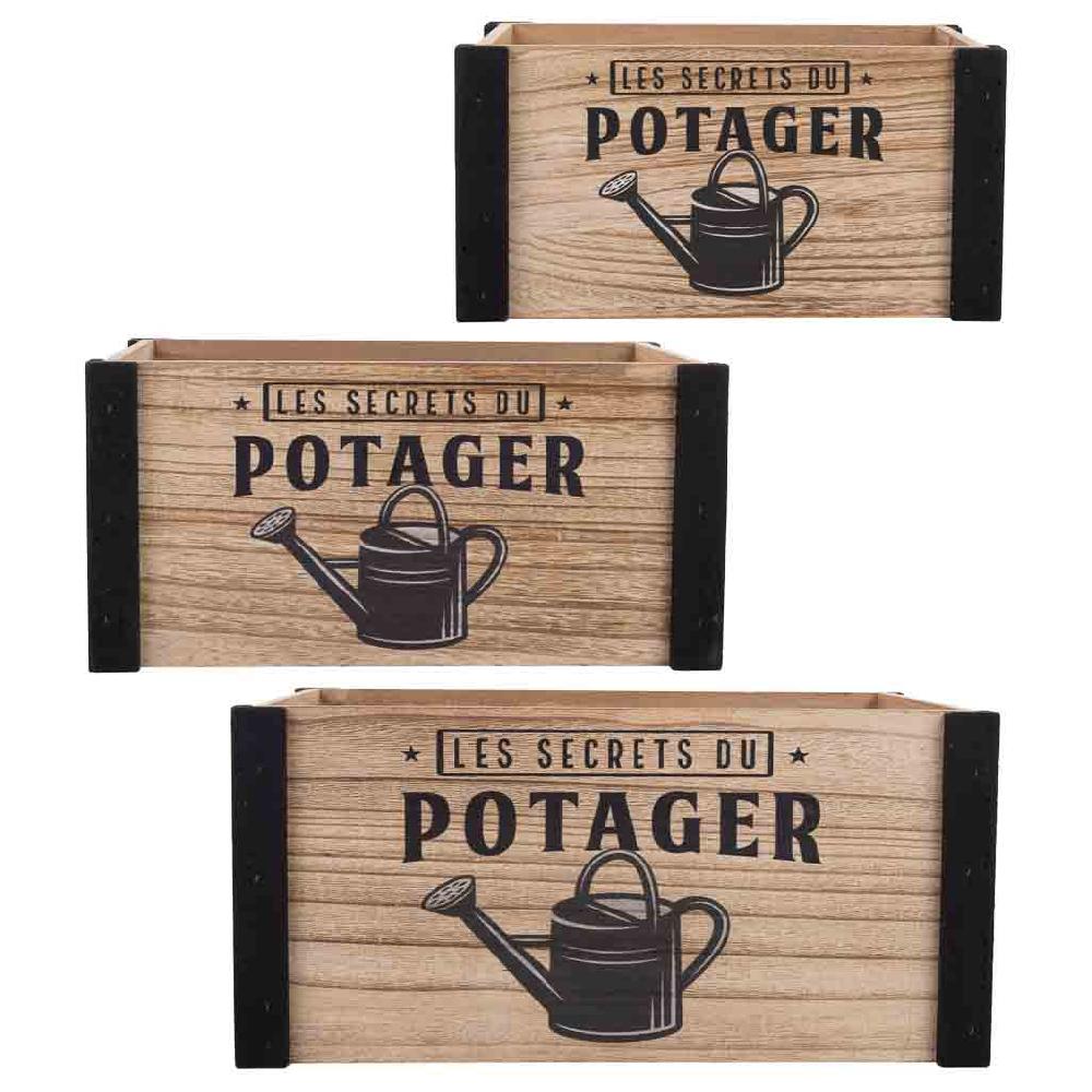 Creaciones Meng HOGAR - BAULES CAJAS Y CUEVANOS - Cajones De Madera Impresos Set 3 Pzas