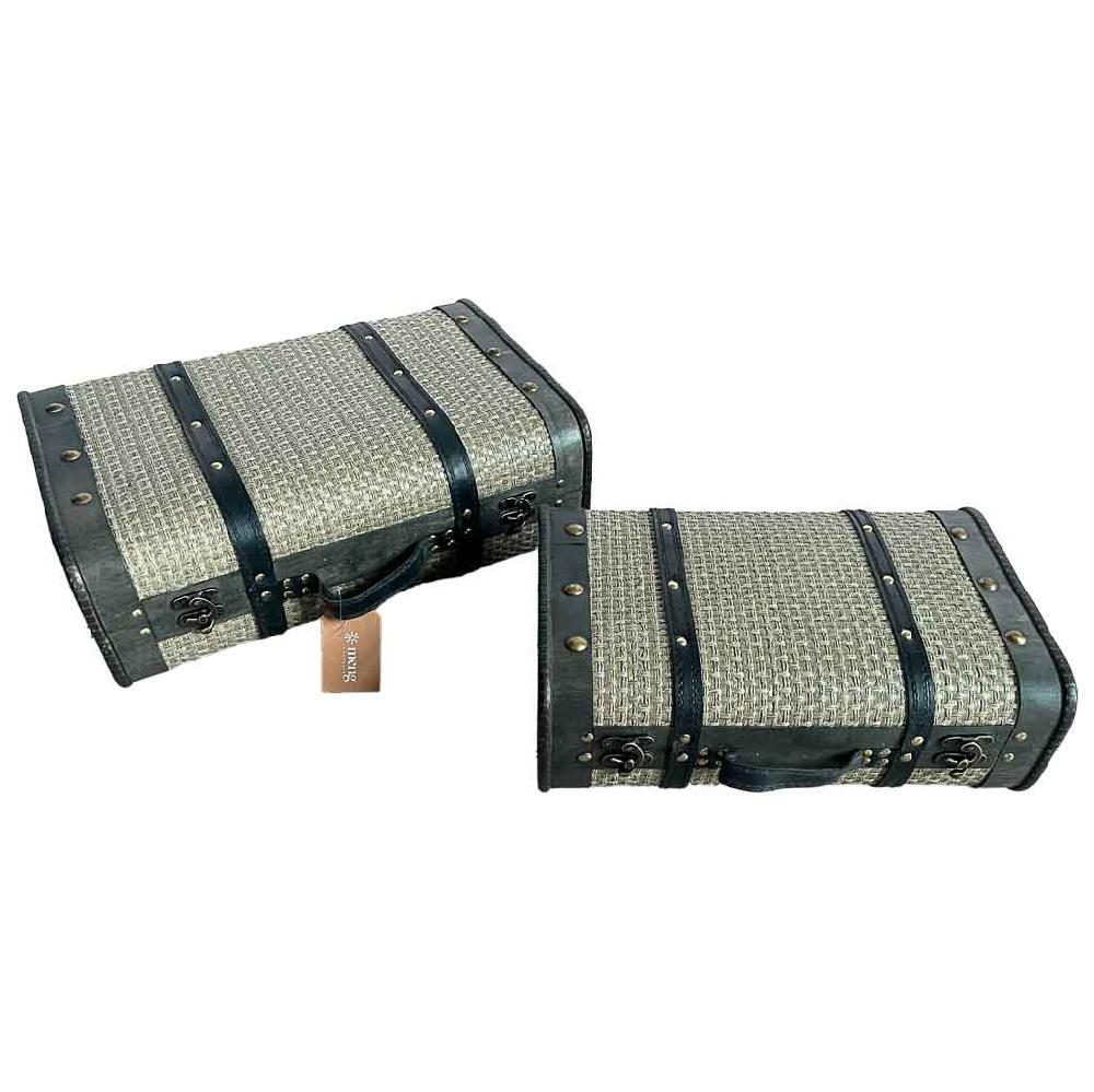 Creaciones meng HOGAR - BAULES CAJAS Y CUEVANOS - maleta de madera plateada