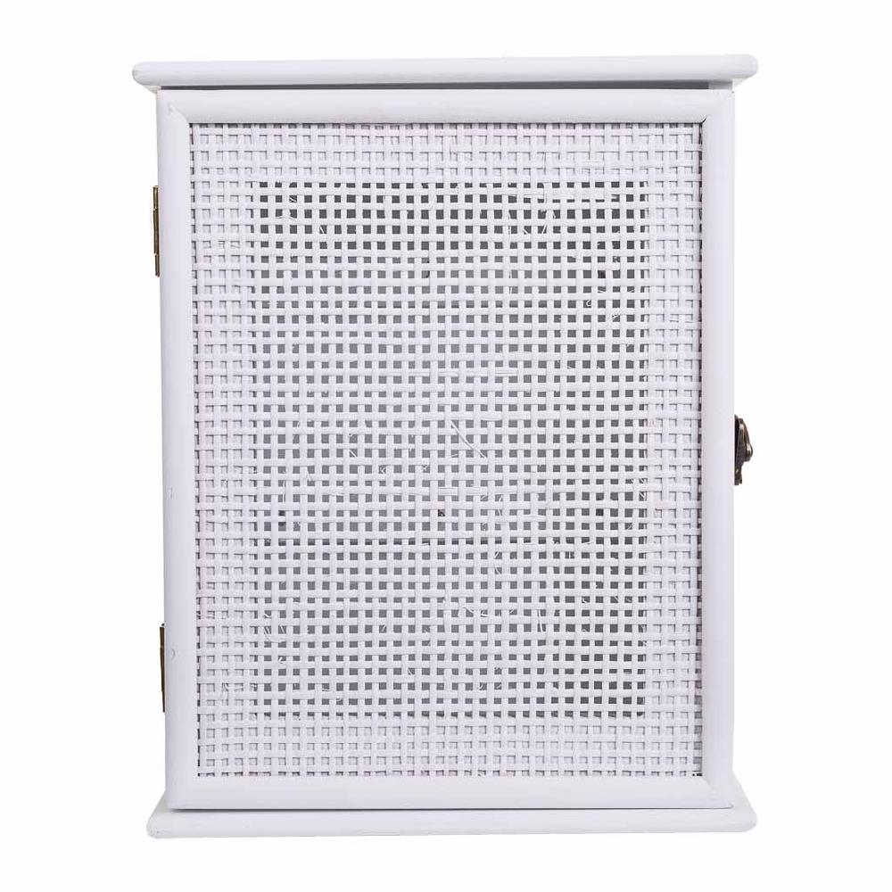 Creaciones Meng HOGAR - CAJAS DE LLAVES - Caja De Llaves De Madera Y Rejilla En Blanco