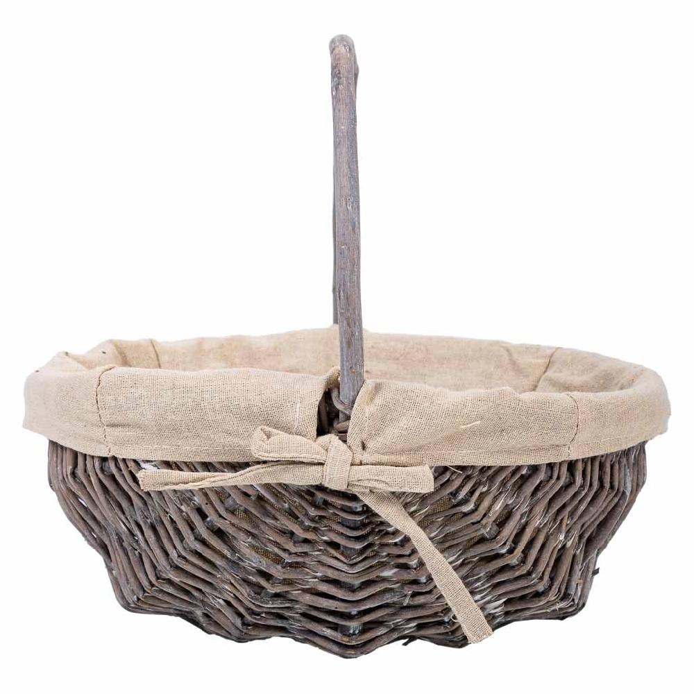 Creaciones Meng HOGAR - CESTAS - Cesta De Mimbre Forrada Gris