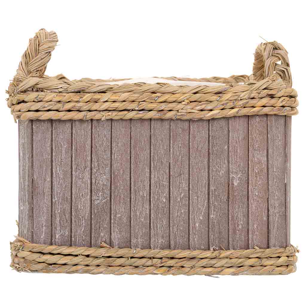 Creaciones Meng HOGAR - CESTAS - Cestas Set 3 Pzas Cuadrada De Madera Con Asas Gris