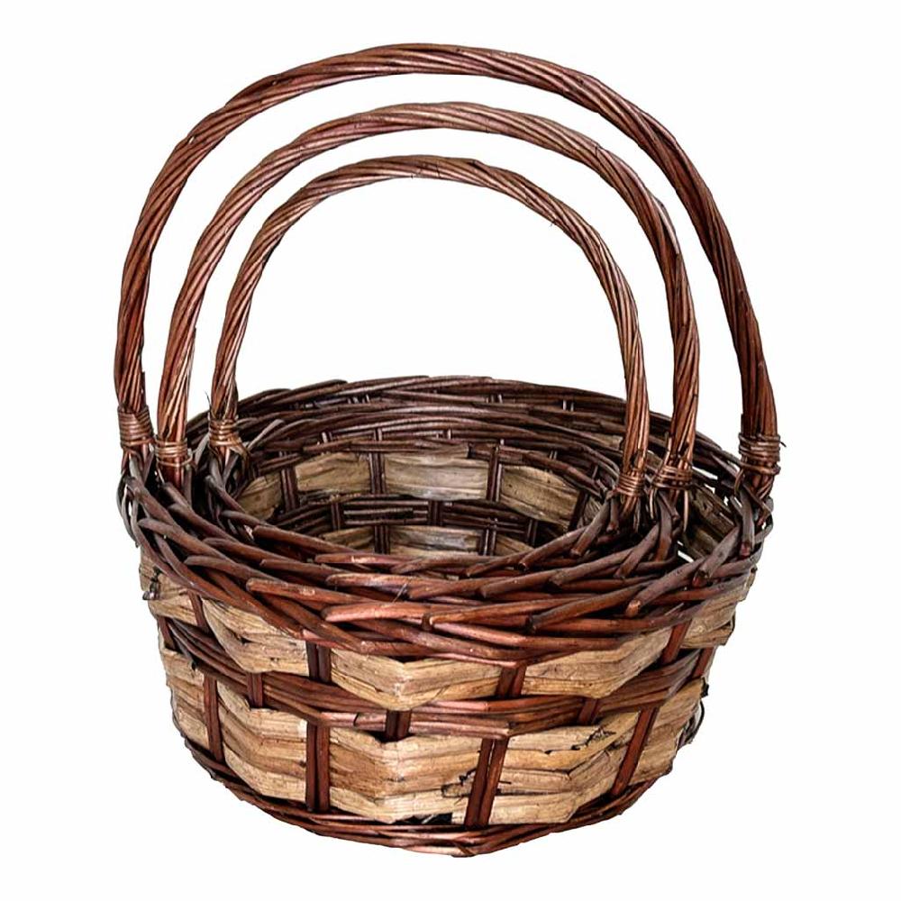 Creaciones meng HOGAR - CESTAS - set 3 cestas de mimbre marrón