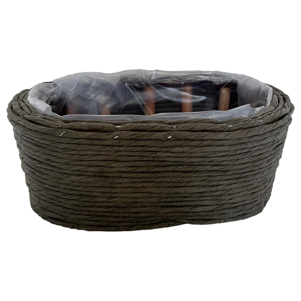 Creaciones meng HOGAR - CESTOS - cesto ovalado de mimbre gris