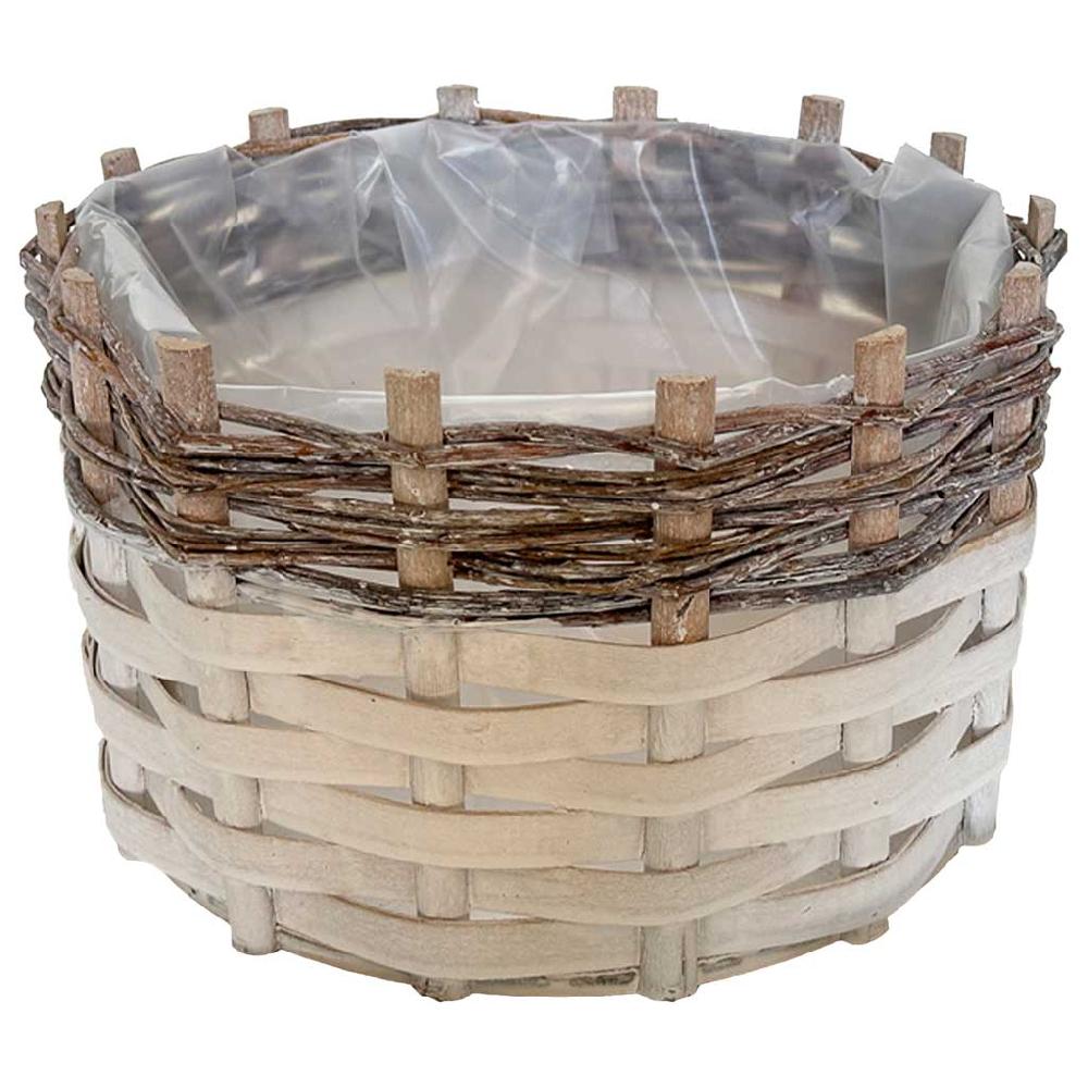 Creaciones meng HOGAR - CESTOS - cesto redondo de mimbre gris