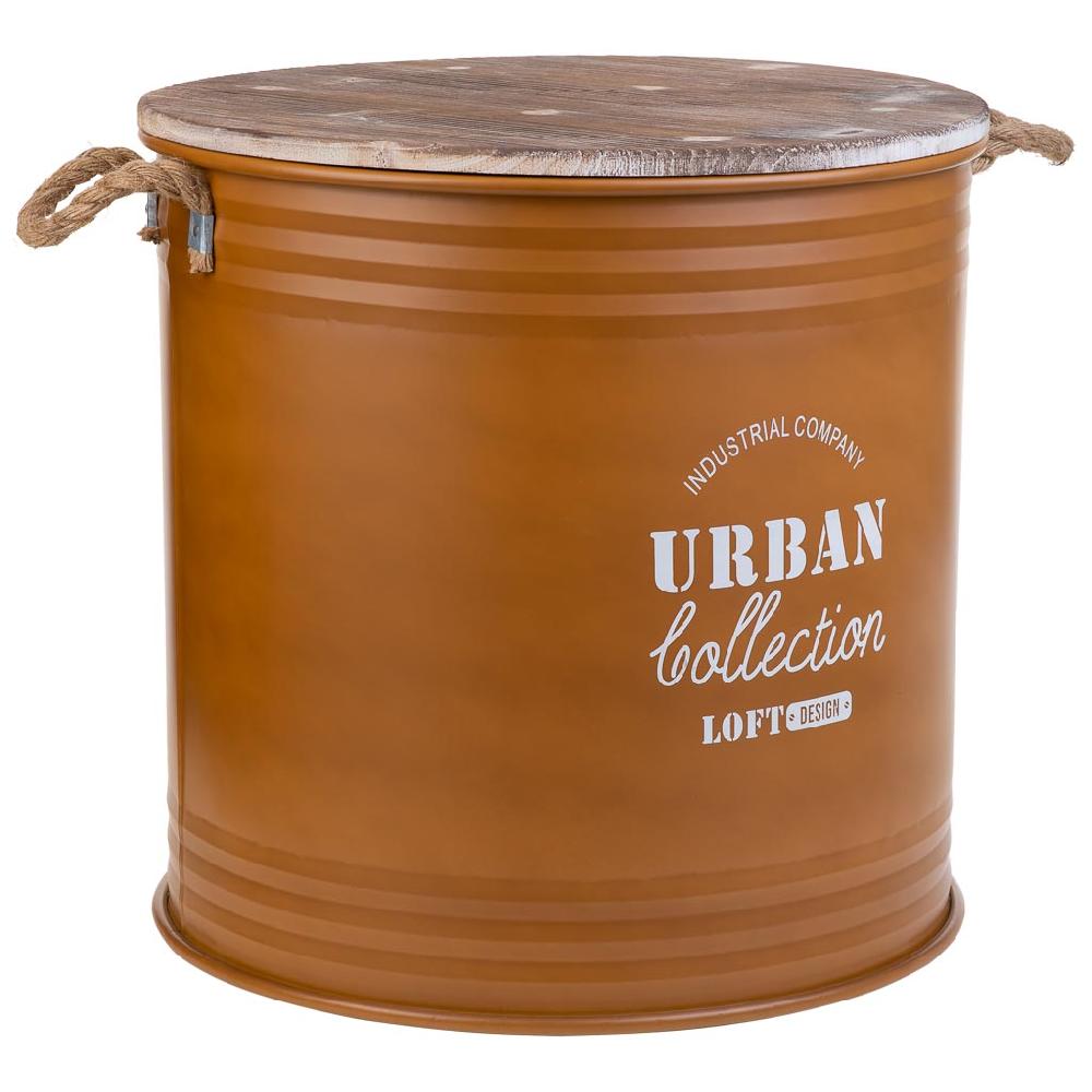 Creaciones meng HOGAR - CESTOS DE ROPA - cesto ropa de metal tapa de madera y asas de cuerda impresa marron