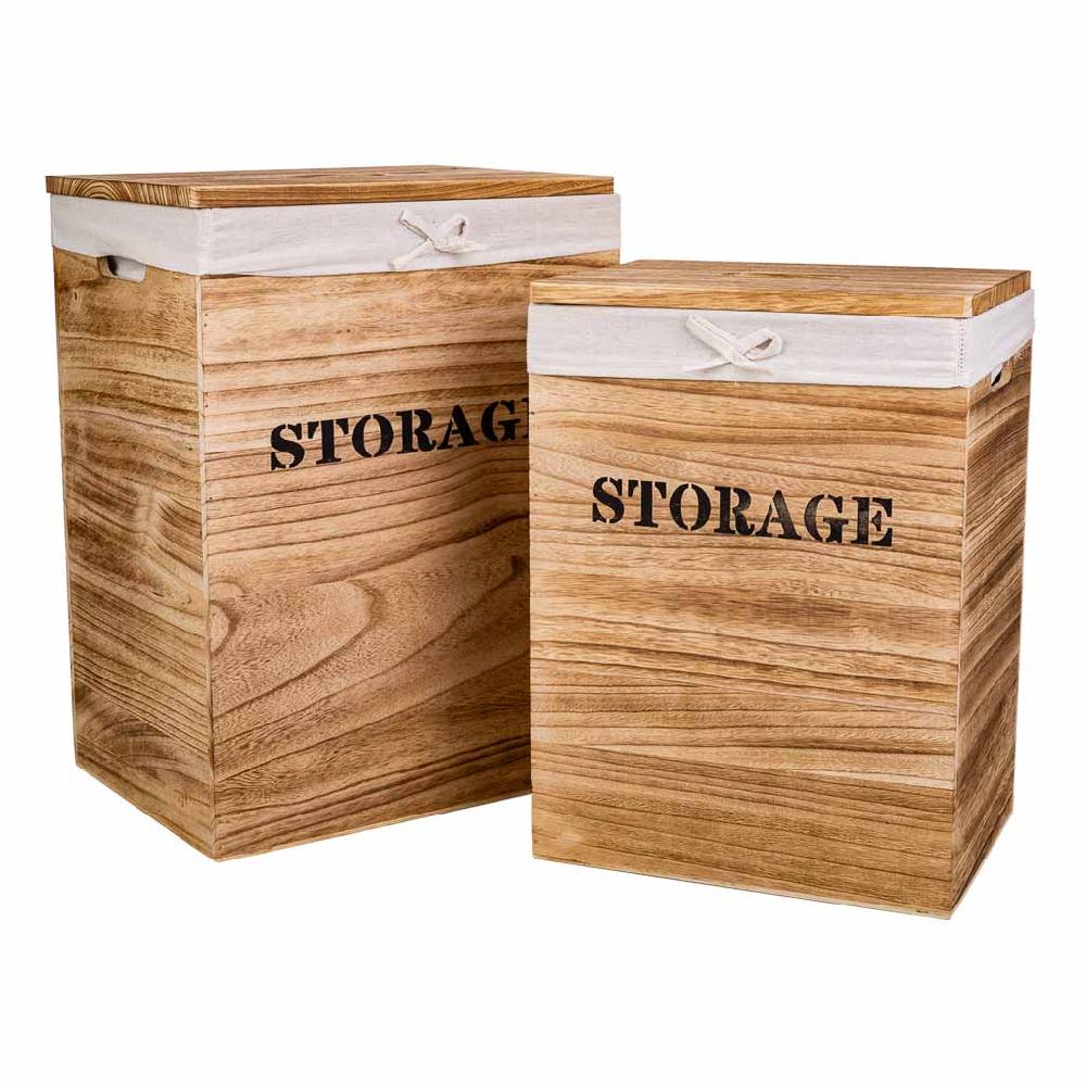 Creaciones meng HOGAR - CESTOS DE ROPA - cestos ropa de madera set 2 pzas