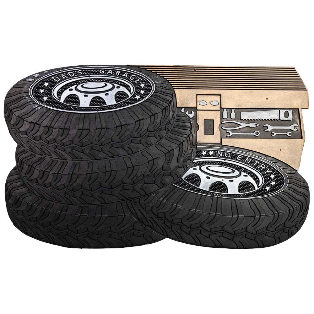 Creaciones meng HOGAR - FELPUDOS LIMPIABARROS - felpudo de goma forma neumatico negro