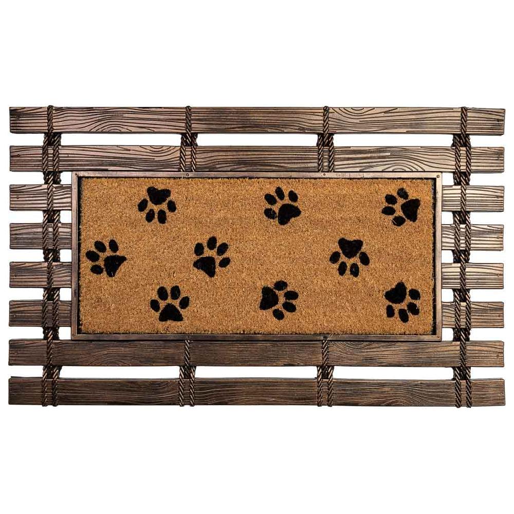 Creaciones meng HOGAR - FELPUDOS LIMPIABARROS - felpudo de goma y fibra natural impreso huellas marron