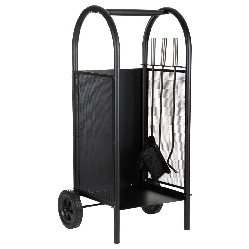 Creaciones meng HOGAR - LENYEROS - leñero de metal con herramientas de chimenea