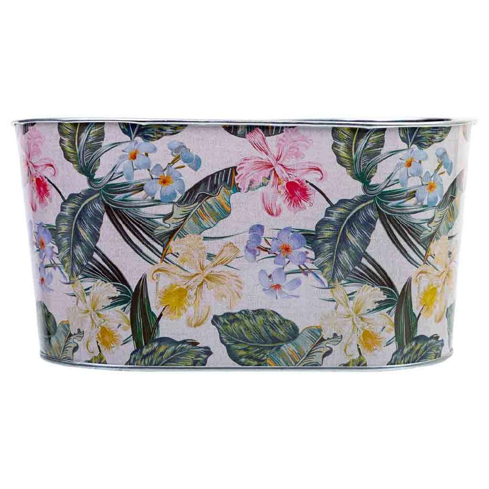 Creaciones Meng HOGAR - MACETEROS CUBOS REGADERAS - Cesto De Metal Estampado Flores