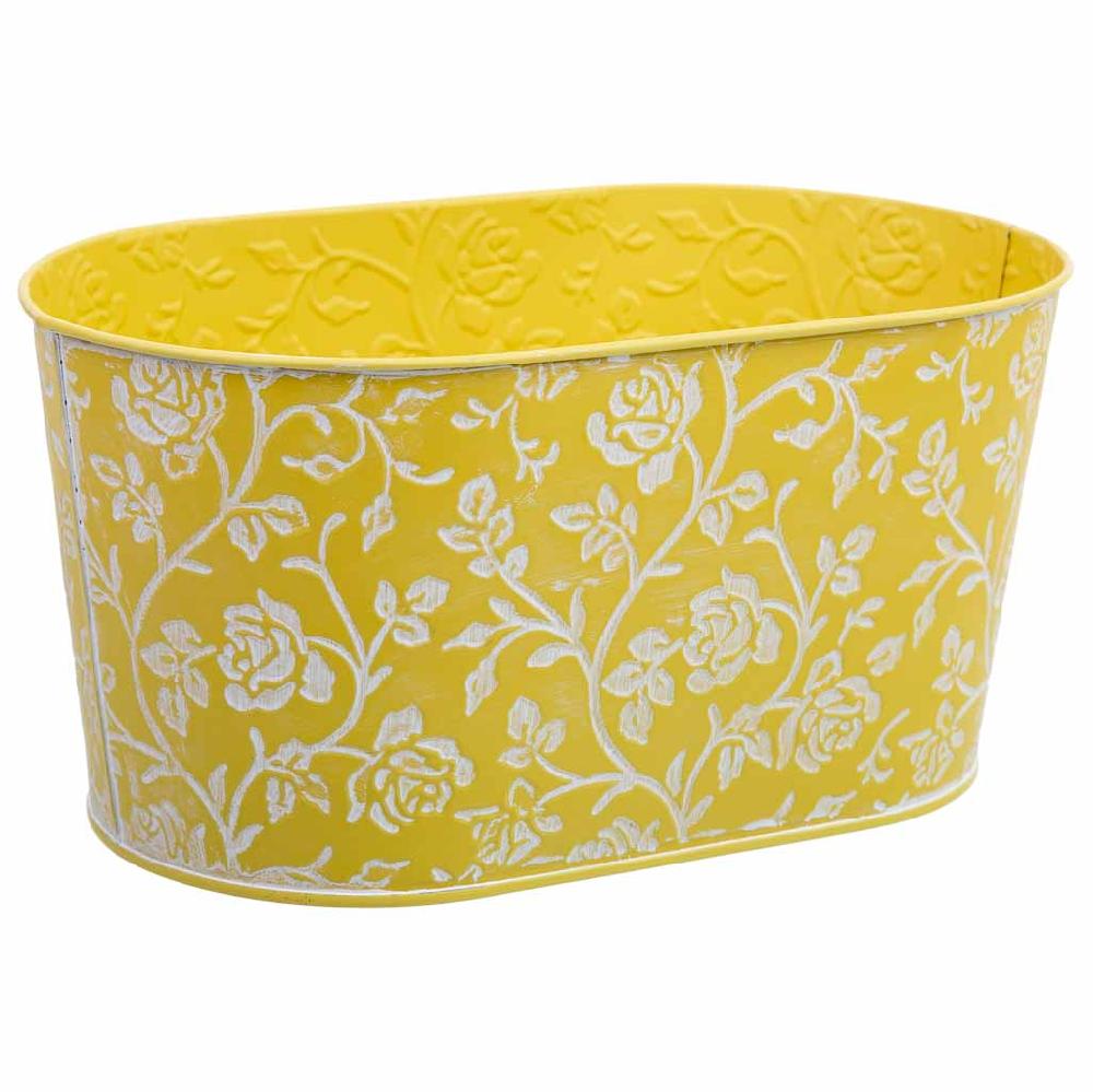 Creaciones meng HOGAR - MACETEROS CUBOS REGADERAS - cesto metalico amarillo