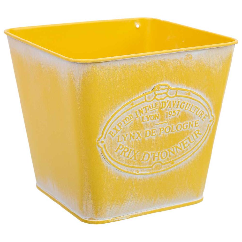 Creaciones meng HOGAR - MACETEROS CUBOS REGADERAS - cesto metalico amarillo