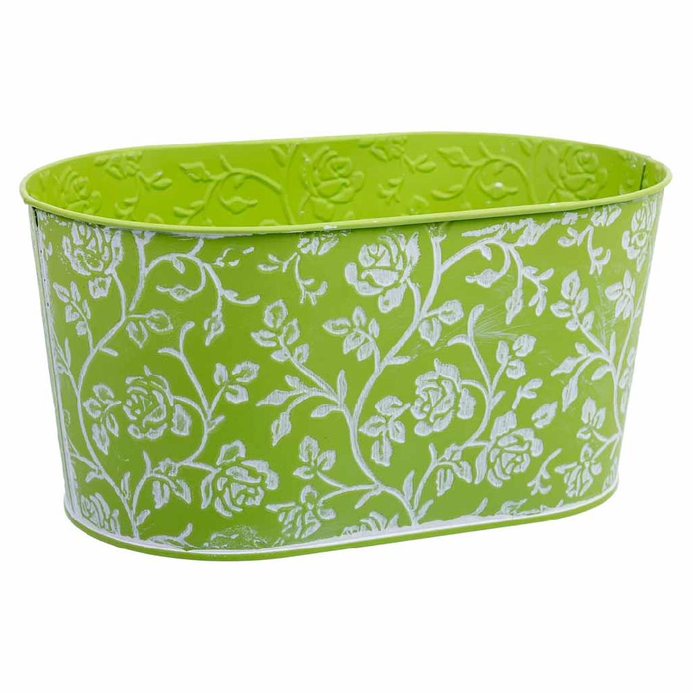 Creaciones meng HOGAR - MACETEROS CUBOS REGADERAS - cesto metalico verde