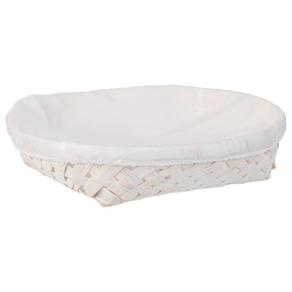 Creaciones meng HOGAR - PANERAS - panera redonda de bambu con forro blanco