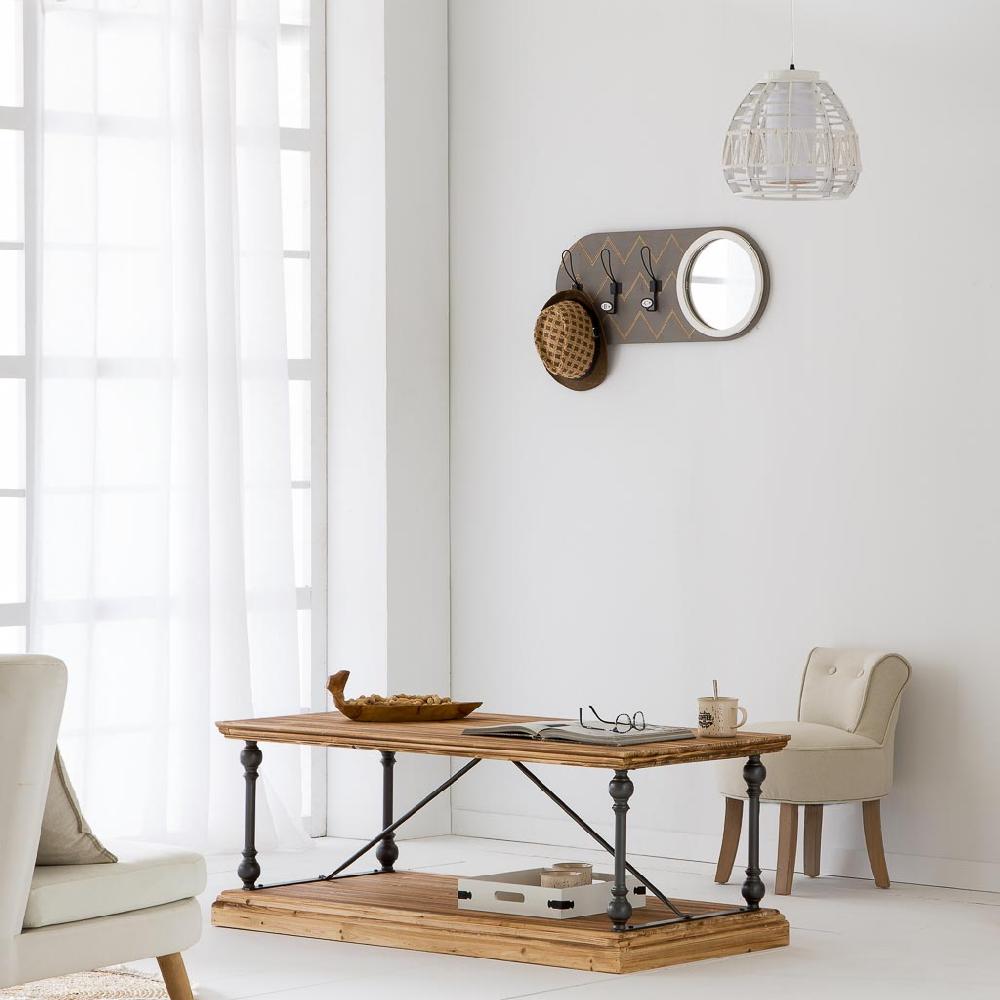 Creaciones Meng HOGAR - PERCHAS - Percha Con Espejo De Madera Y Metal