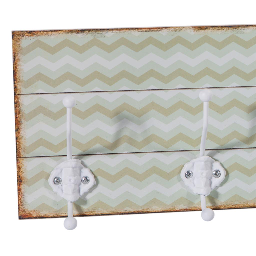 Creaciones Meng HOGAR - PERCHAS - Percha Madera Vintage 5 Ganchos Forja